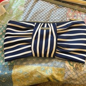 Kate spade navy and white bow clutch